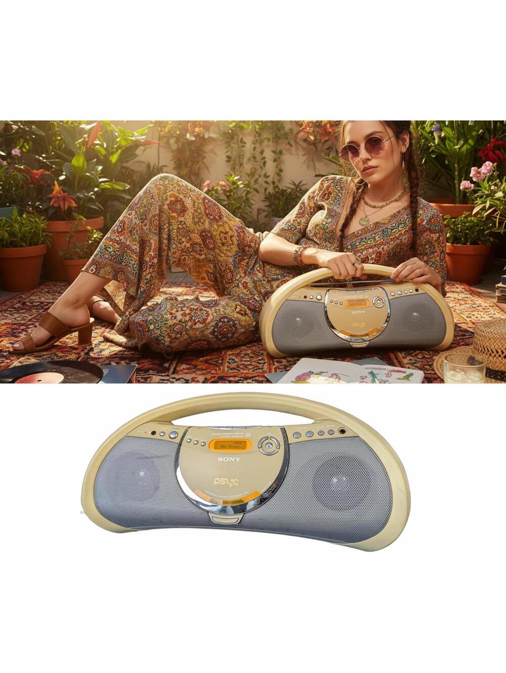 Sony ZS-YN7 Personal Audio System China | Portable MP3 CD Player Beige Boom Box